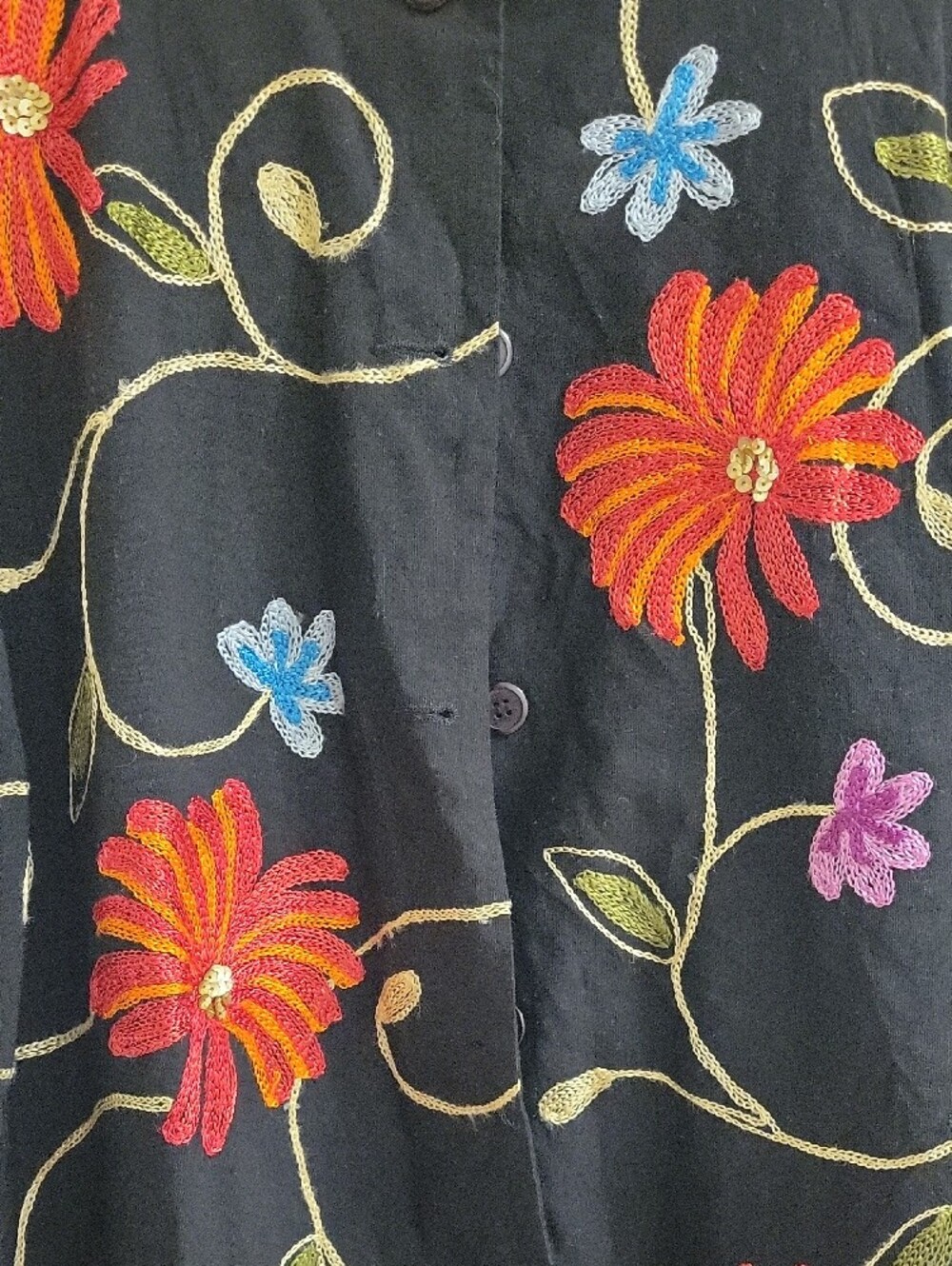 Drapers & Damons Embroidered Floral Button-Up Manderin Jacket Size Xl - Picture 6 of 8
